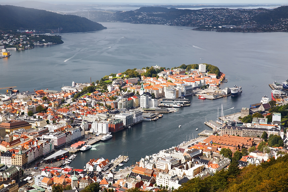 Bergen fra luften. Foto: Colourbox.com 