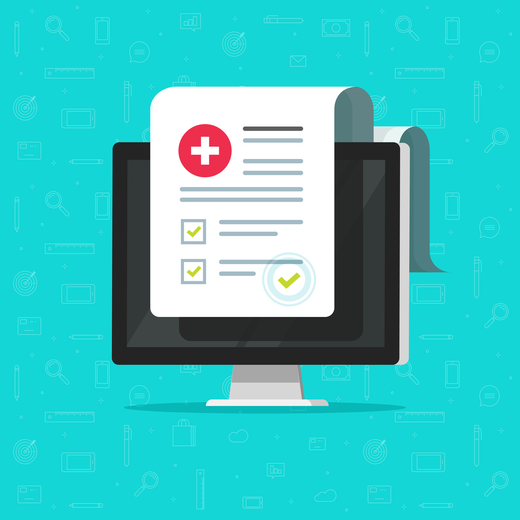 Datamaskin med et skjema. Illustrasjon: IStockphoto.com/vladwel