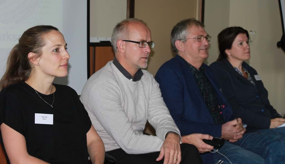 Anja Fog Heen, Lars Erik Kjekshus, Erney Mattson og Kari Sollien i debatt om fremtidens ledelse i helsevesenet.