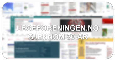 Bilde med utsnitt fra forsidene til legeforeningen.no gjennom 30 år. 