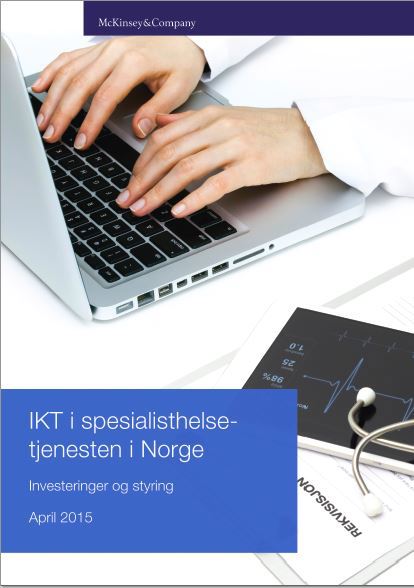 Forsiden av rapporten  IKT i spesialisthelsetjenesten 