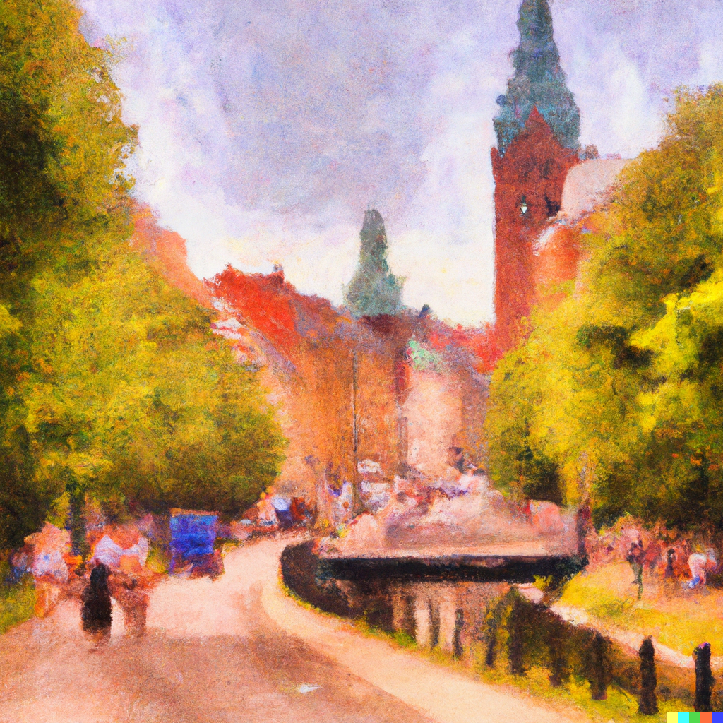 DALLE2-Impressionist oil painting of the swedish town of Malm&#246;