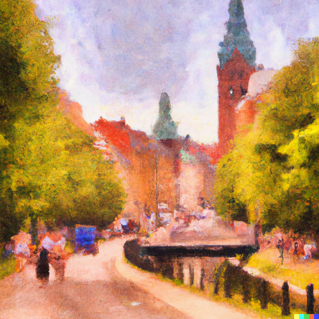 DALLE2-Impressionist oil painting of the swedish town of Malmö