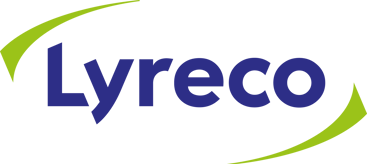 Bilde av Lyreco sin nye logo. Grøn og blå farge