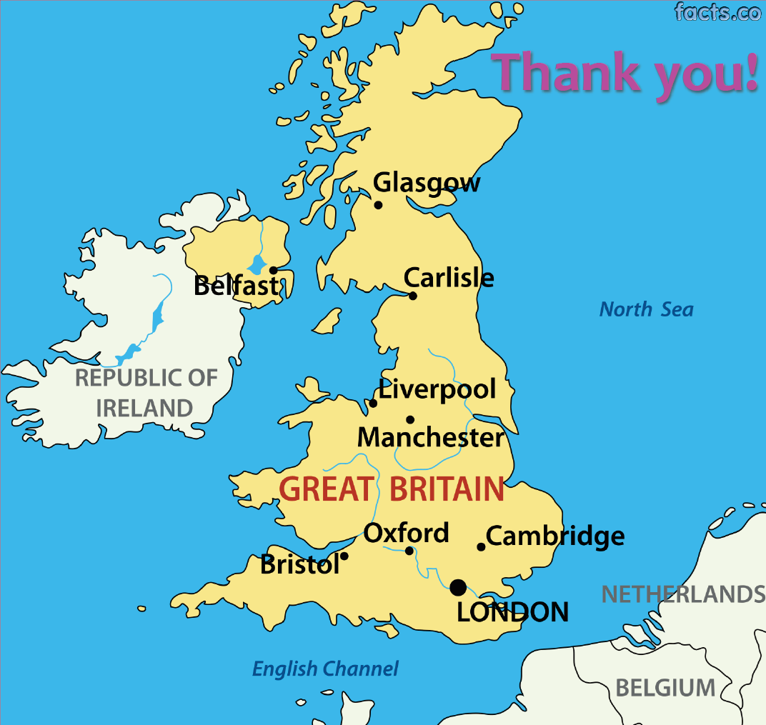 Kart over Storbritannia. illustrasjon fra facts.co
