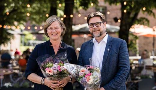 Legeforeningens nye president Anne-Karin Rime og Den nye visepresidenten Nils Kristian Klev. Foto: Thomas B. Eckhoff