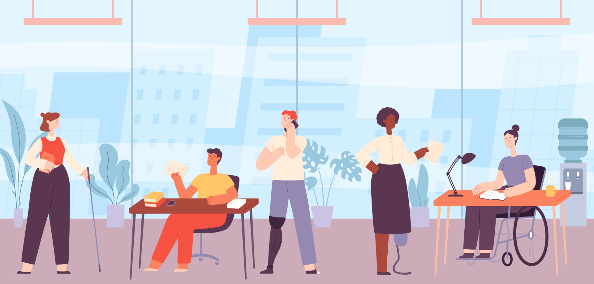 Folk med funksjonshemminger i ulike arbeidsstillinger