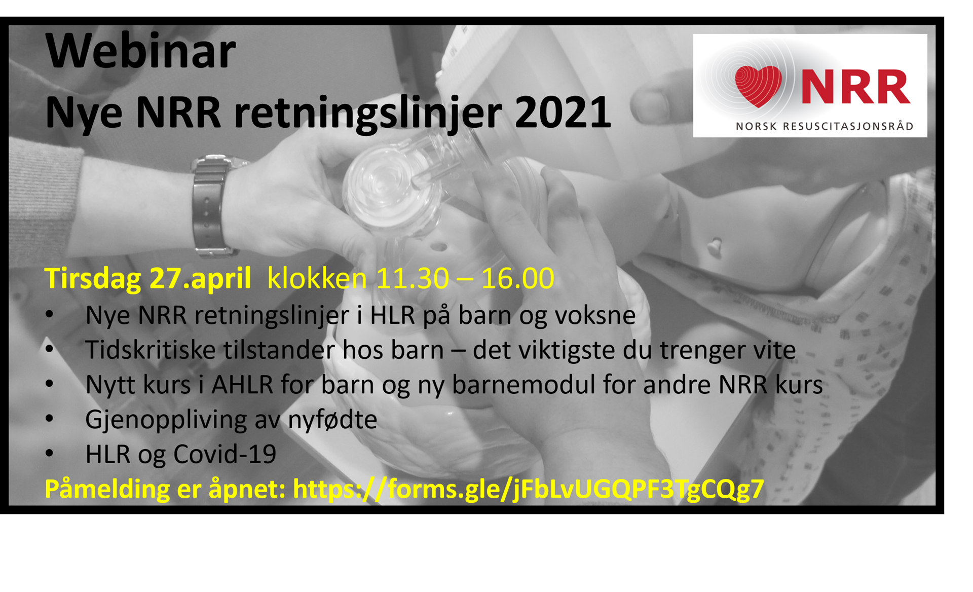 Plakat for webinaret "Nye NRR retningslinjer 2021.