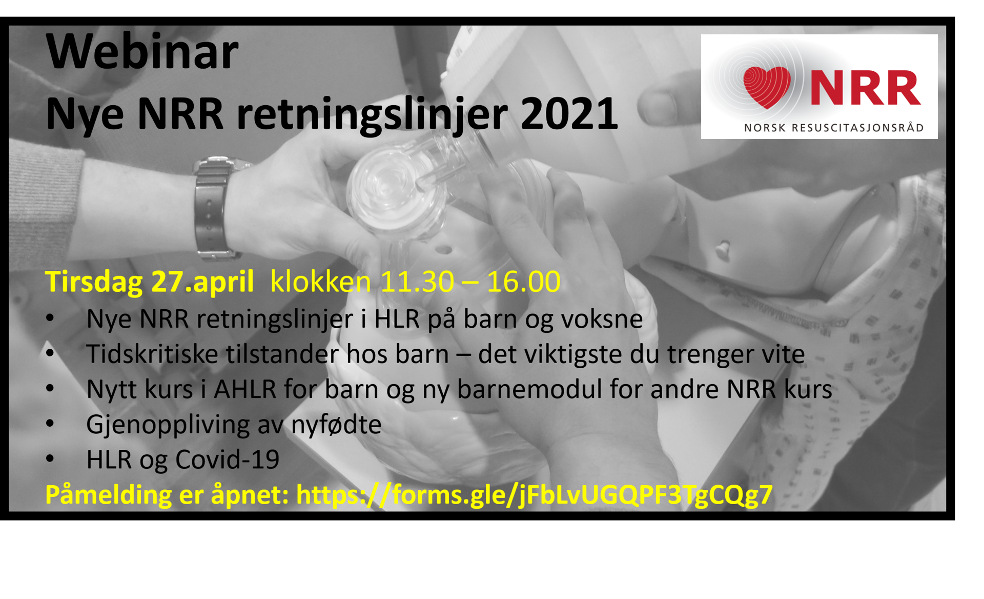 Plakat for webinaret "Nye NRR retningslinjer 2021.