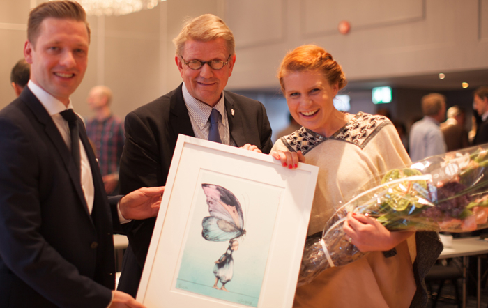 Jonas Lian,  Legeforening og Årets Tromsdoktor Christine Heslaens Generalsekretær Geir Riise, 