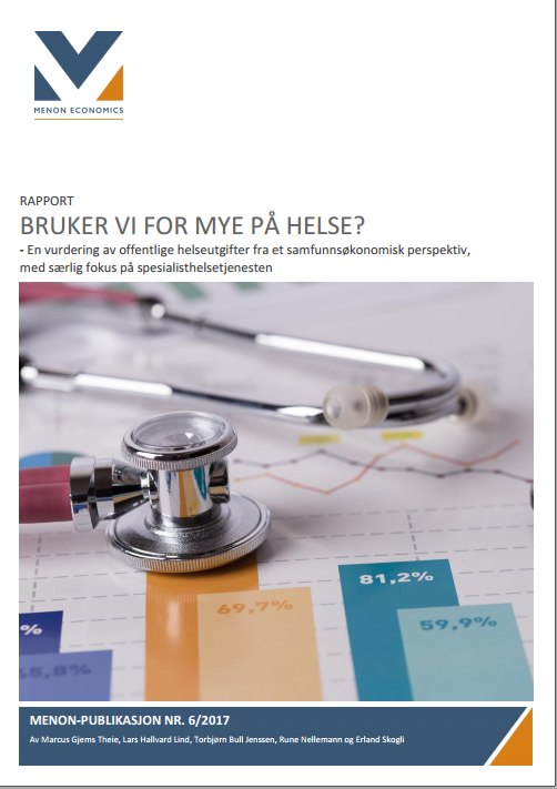 Forside på rapporten - Bruker vi for mye på helse