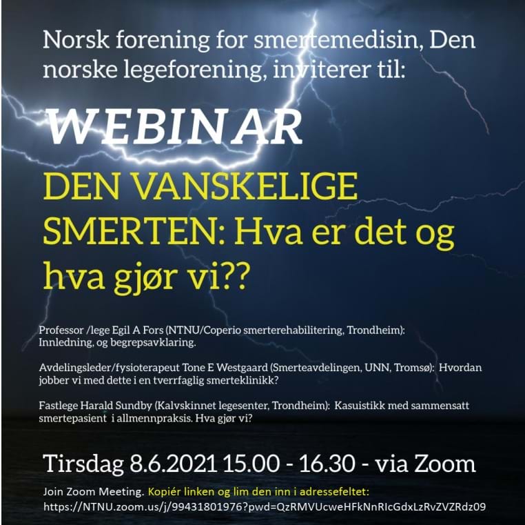 Plakat fra Norsk forening for smertemedisin om kurs.