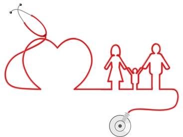 Illustrasjonsbilde stetoskop og en familie