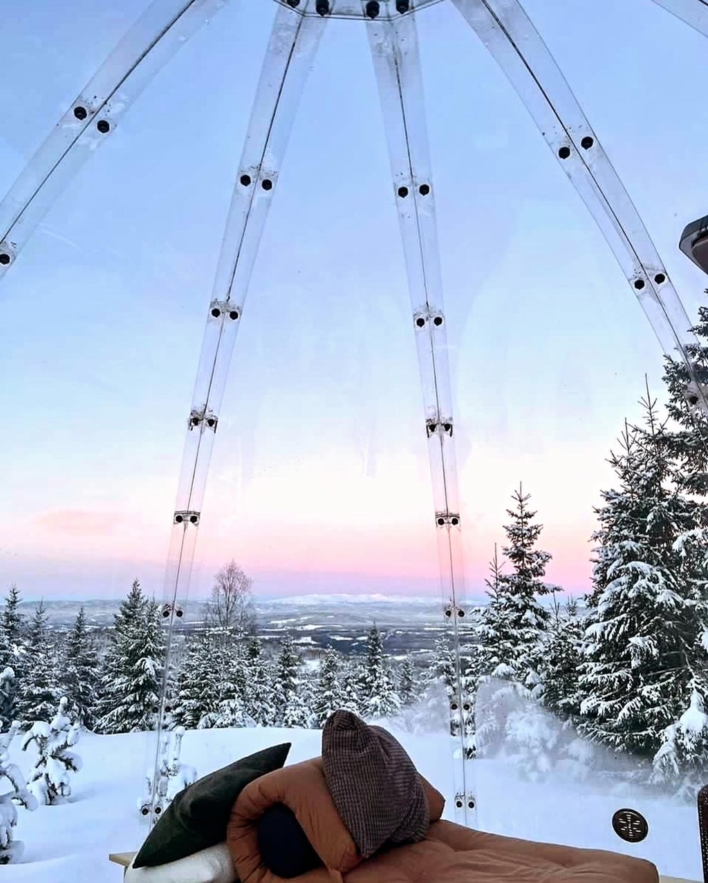 Utsikt fra glassiglo i vinterlandskap. Foto: Akademikerne pluss