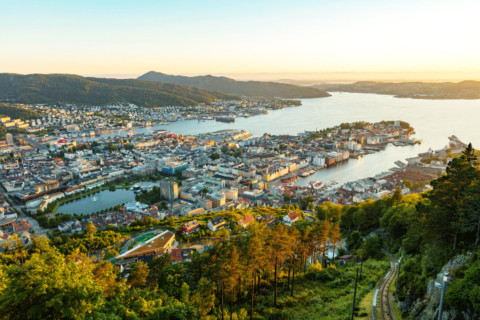 Bergen fra fl&#248;yen. Foto: Kongress &amp; Kultur