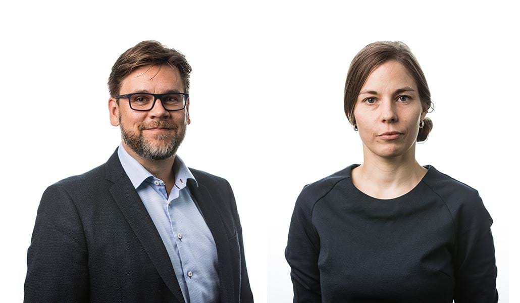 Bilde av Nils Kristian Klev, leder i Allmennlegeforeningen og Kristin Utne, leder i Yngre legers forening.