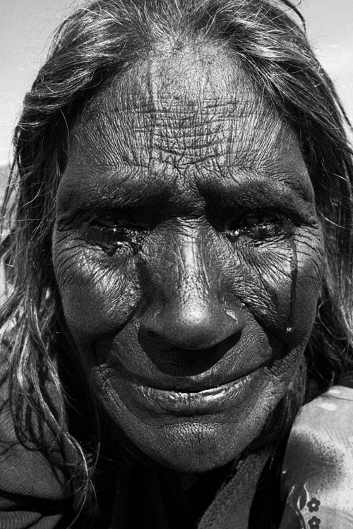 En gammel kvinnes ansikt.