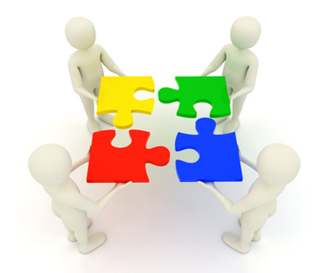 Puslespillbrikker som skal settes sammen