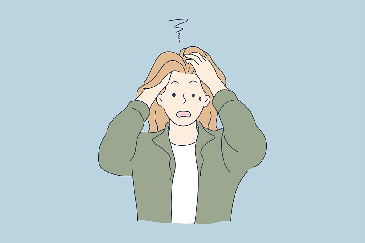 Fortvilelse, frustrasjon, depresjon, mentalt stresskonsept. Stresset desperat frustrert ung kvinne eller jente som dekker hodet med hender. Foto: Colourbox.com